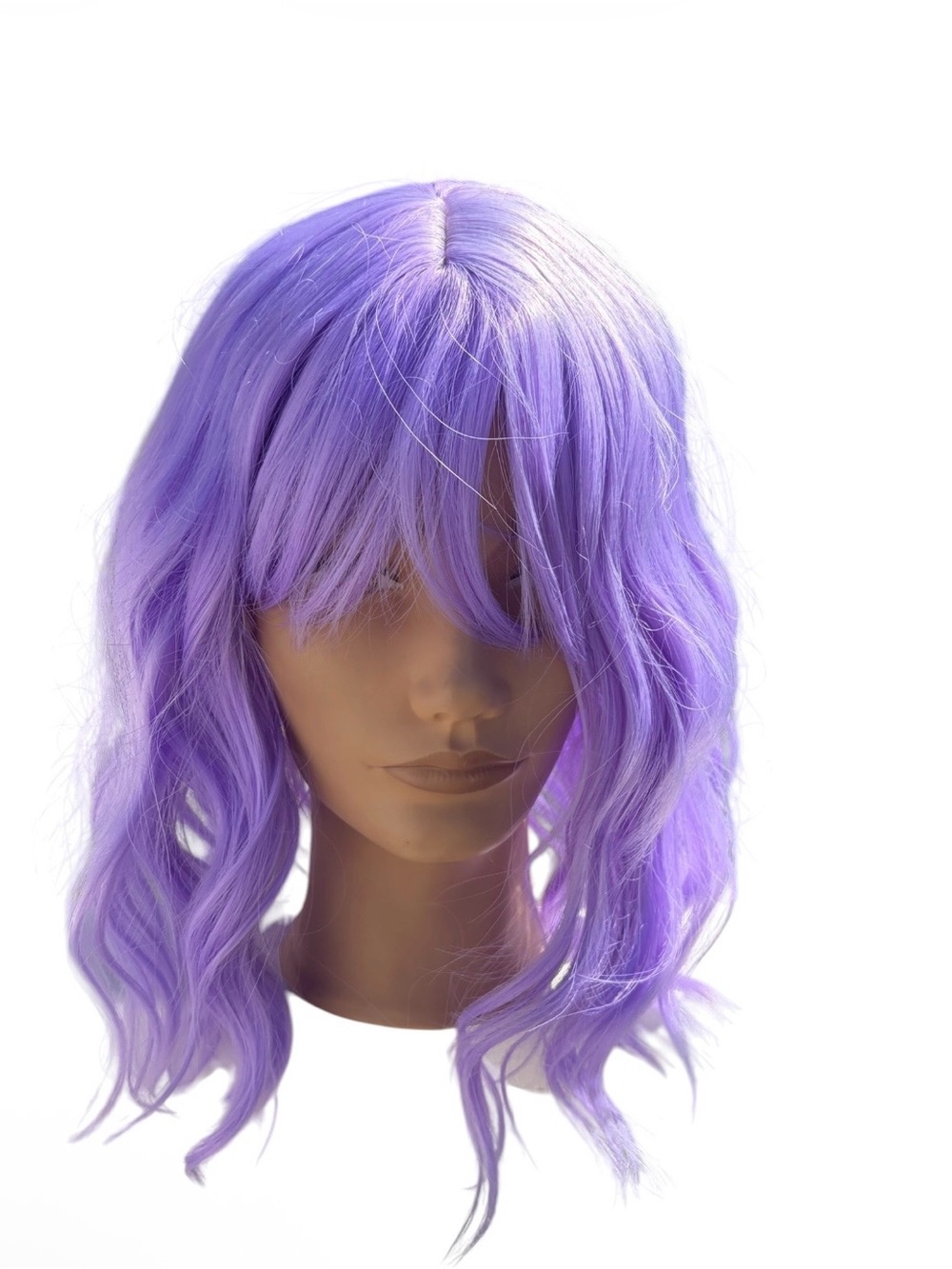 Iliac purple short wavy bob synthetic wig with bangs